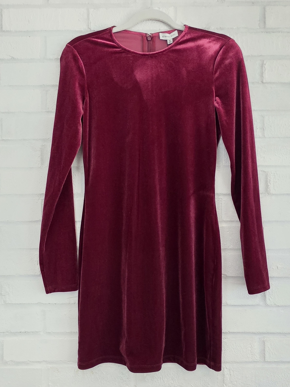 Gianni Bini Velvet Long Sleeve Above Knee Mini Dress Size XS Burgundy 90s Retro